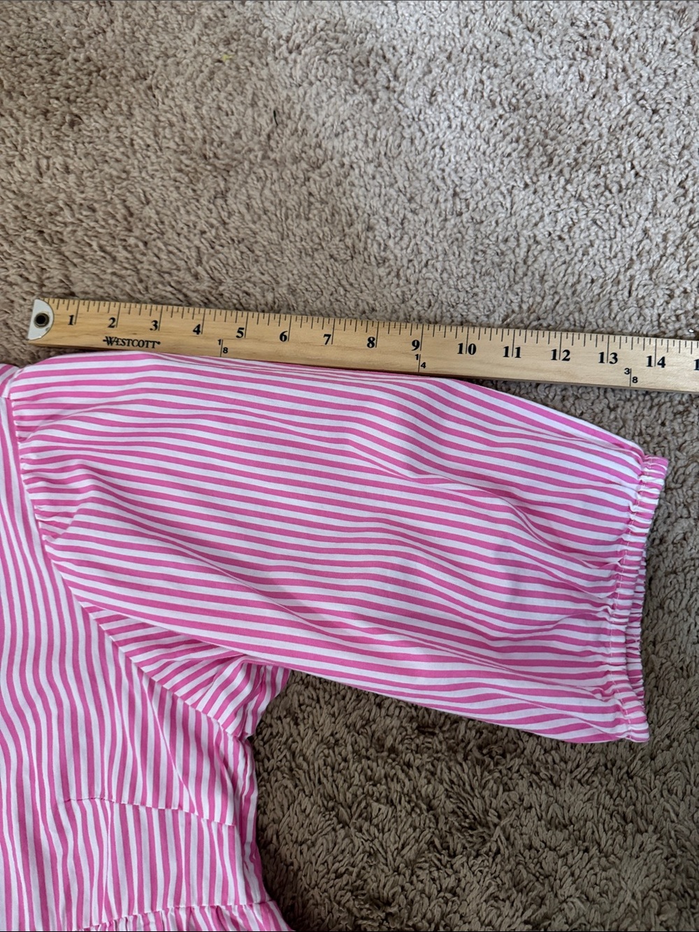 Women's Striped Peplum Bow-Front Top Pink White size L Coquette Feminine Whimsy - Picture 10 of 11